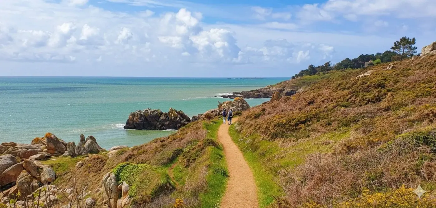 Paysage emblématique de randonnée en Bretagne